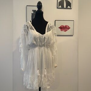 Queen & Pawn Mykonos White Lace Boho Dress – Luxury Resort Piece (NWT)